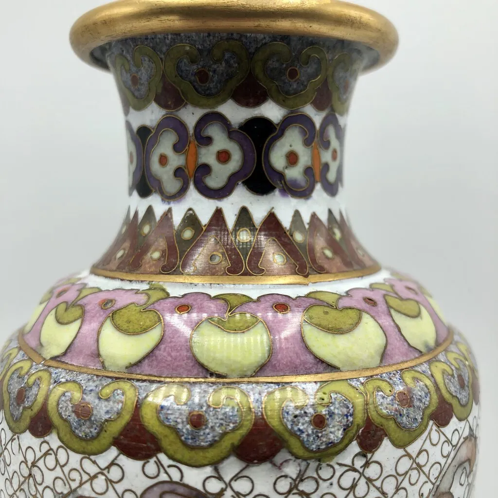 6” Floral Cloisonné Brass Vase /b
