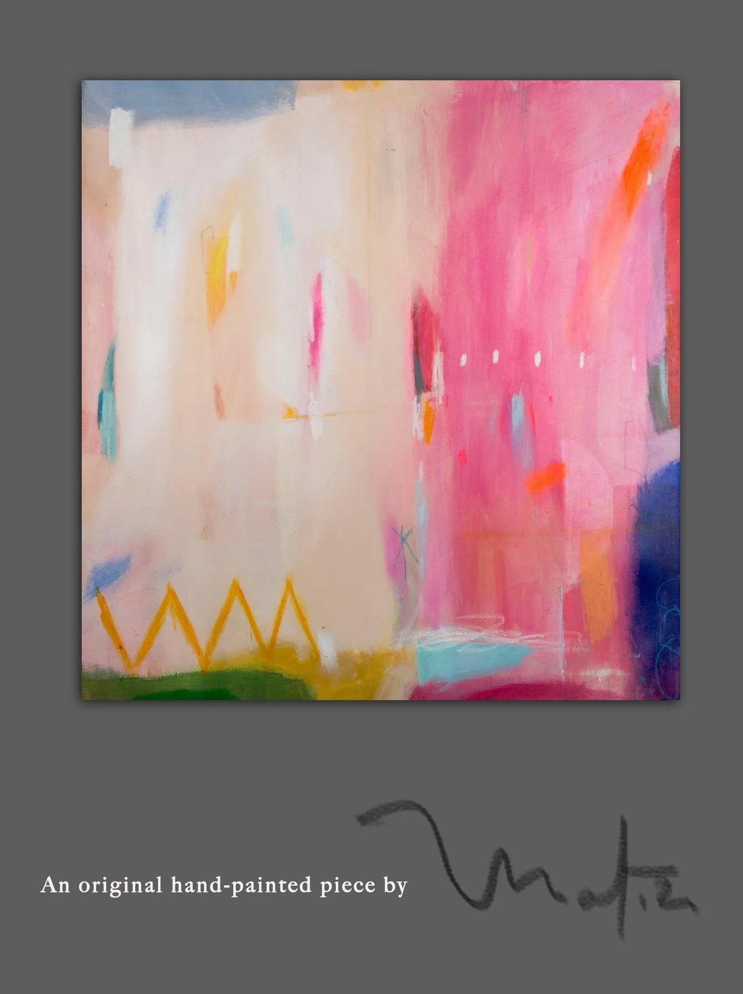 Abstract art print, pink wall art, large modern wall art, abstract painting print, beige wall decor, canvas print, Camilo Mattis