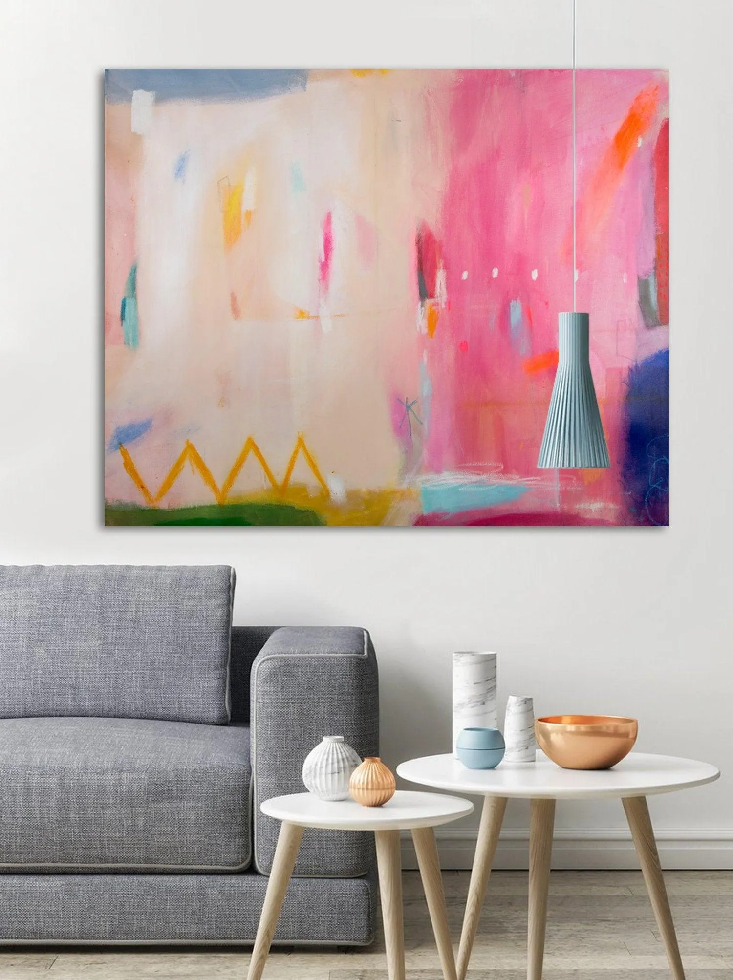 Abstract art print, pink wall art, large modern wall art, abstract painting print, beige wall decor, canvas print, Camilo Mattis
