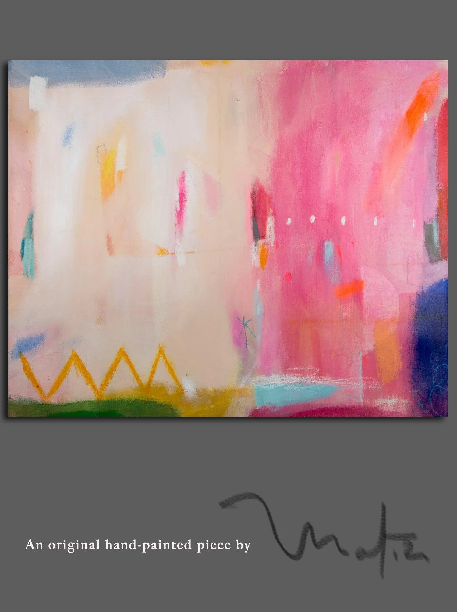 Abstract art print, pink wall art, large modern wall art, abstract painting print, beige wall decor, canvas print, Camilo Mattis
