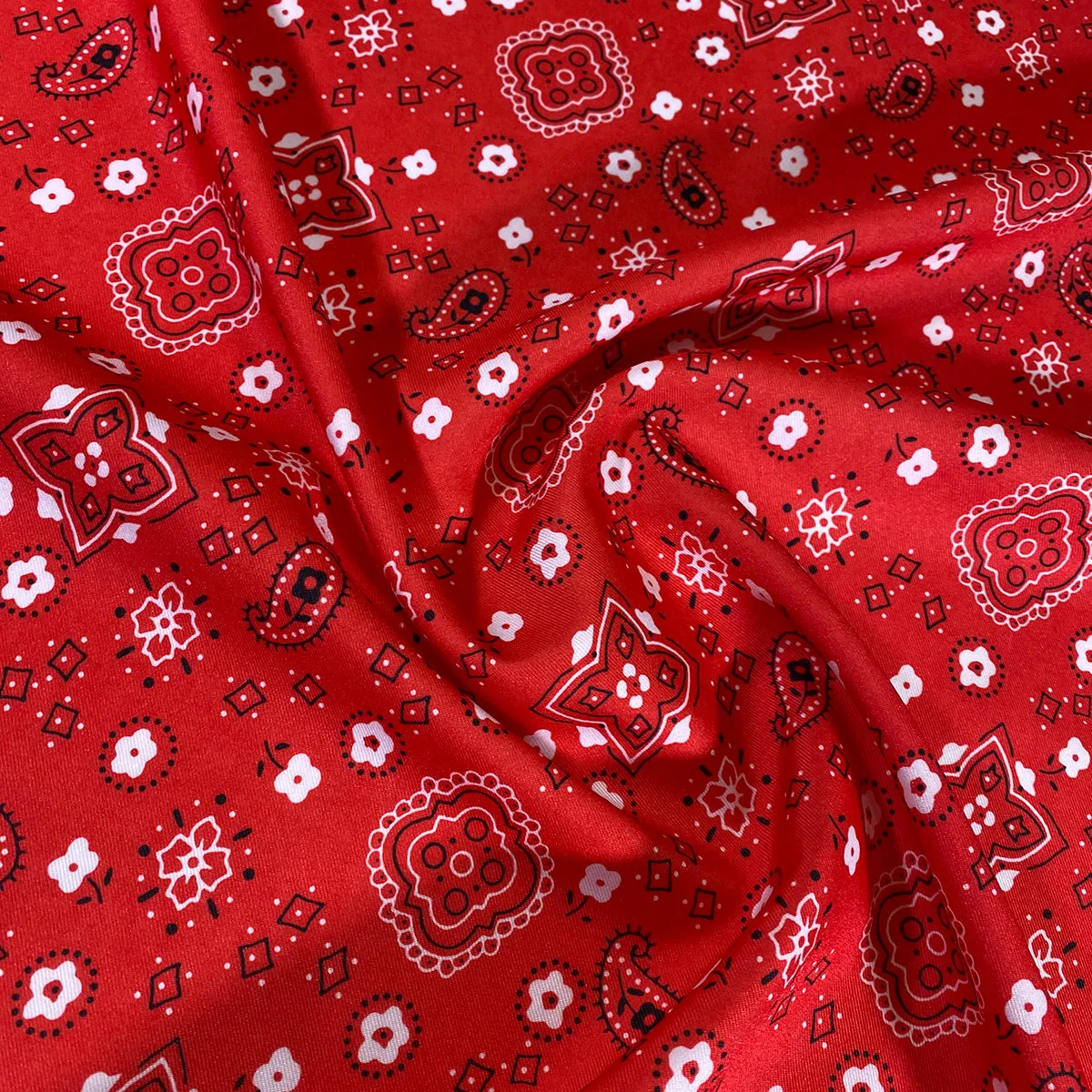 Bandana (Poly Print) Wholesale Fabric in Red
