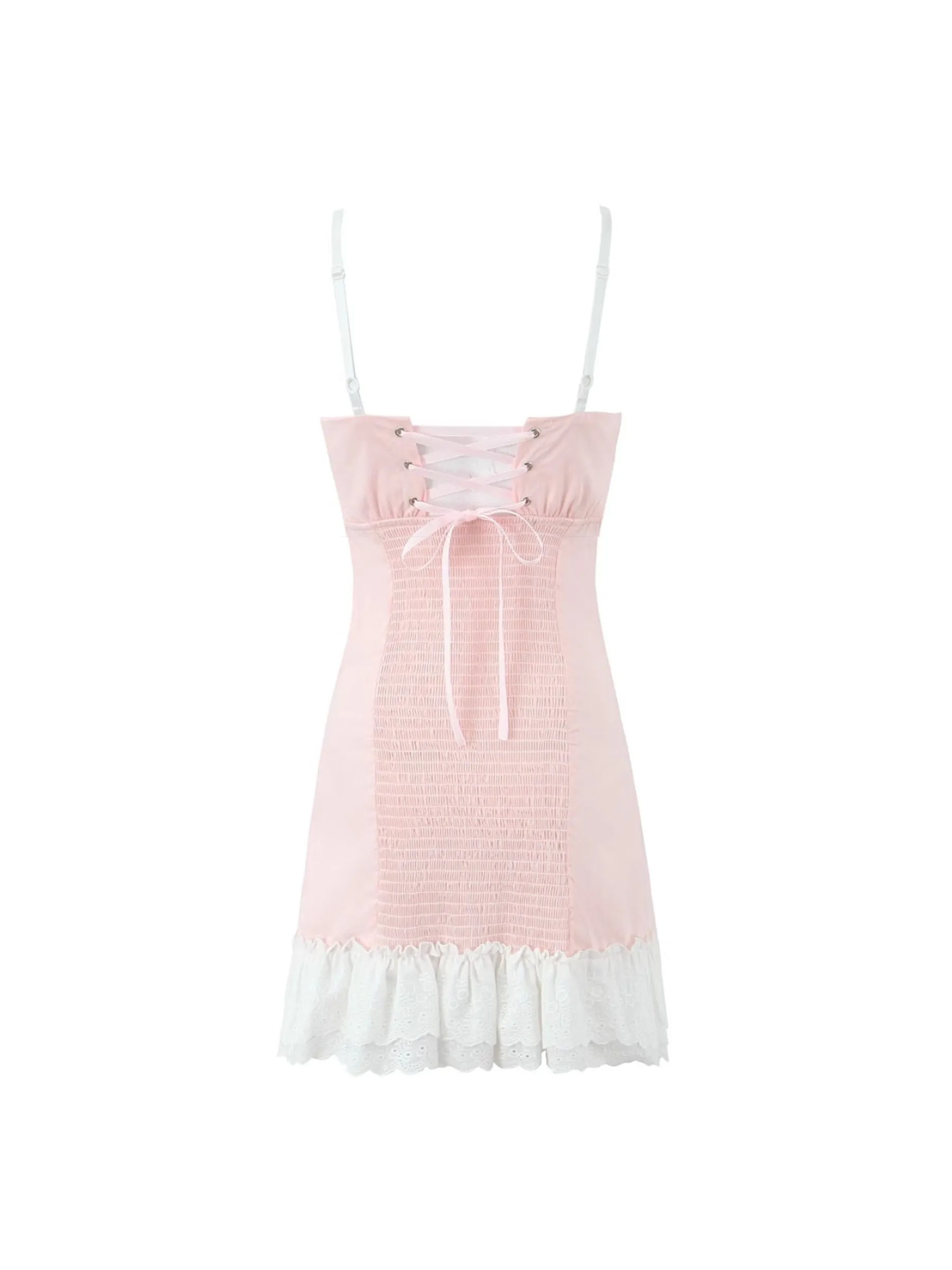 Bianca Lace Trim Mini Dress in Pink