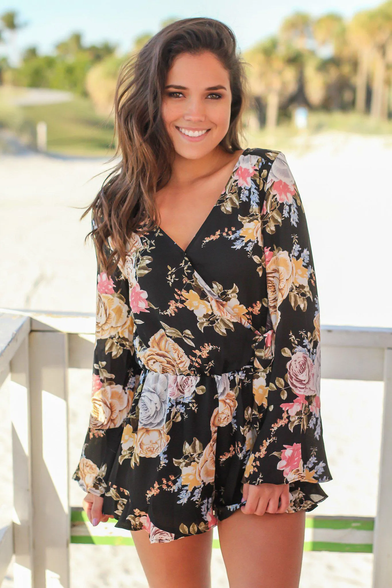 Black Floral Romper