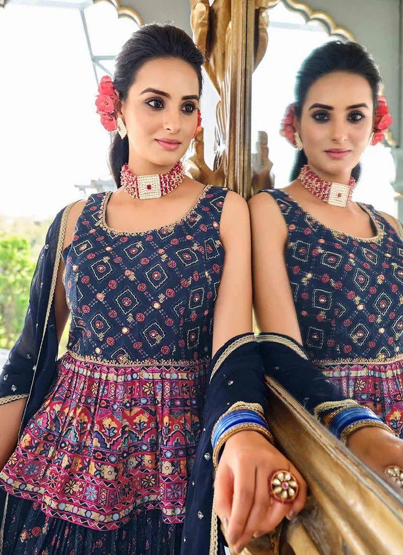 Blue Digital Printed Lehenga Choli And Dupatta