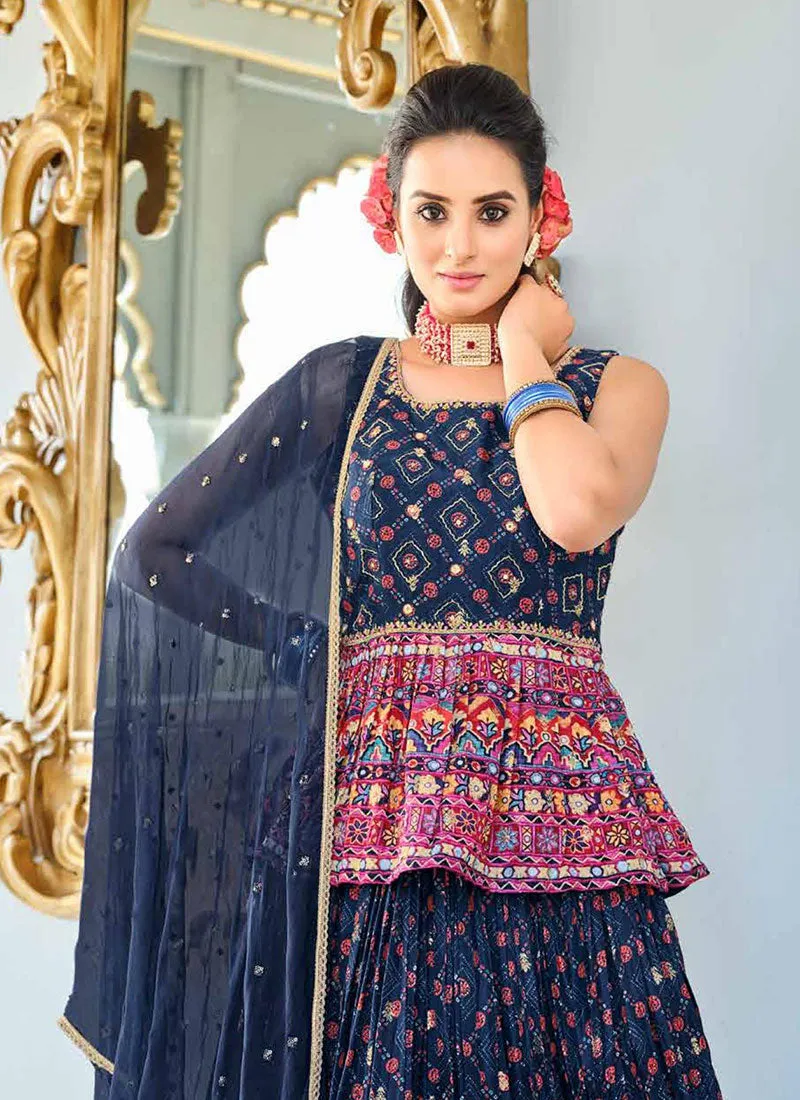 Blue Digital Printed Lehenga Choli And Dupatta