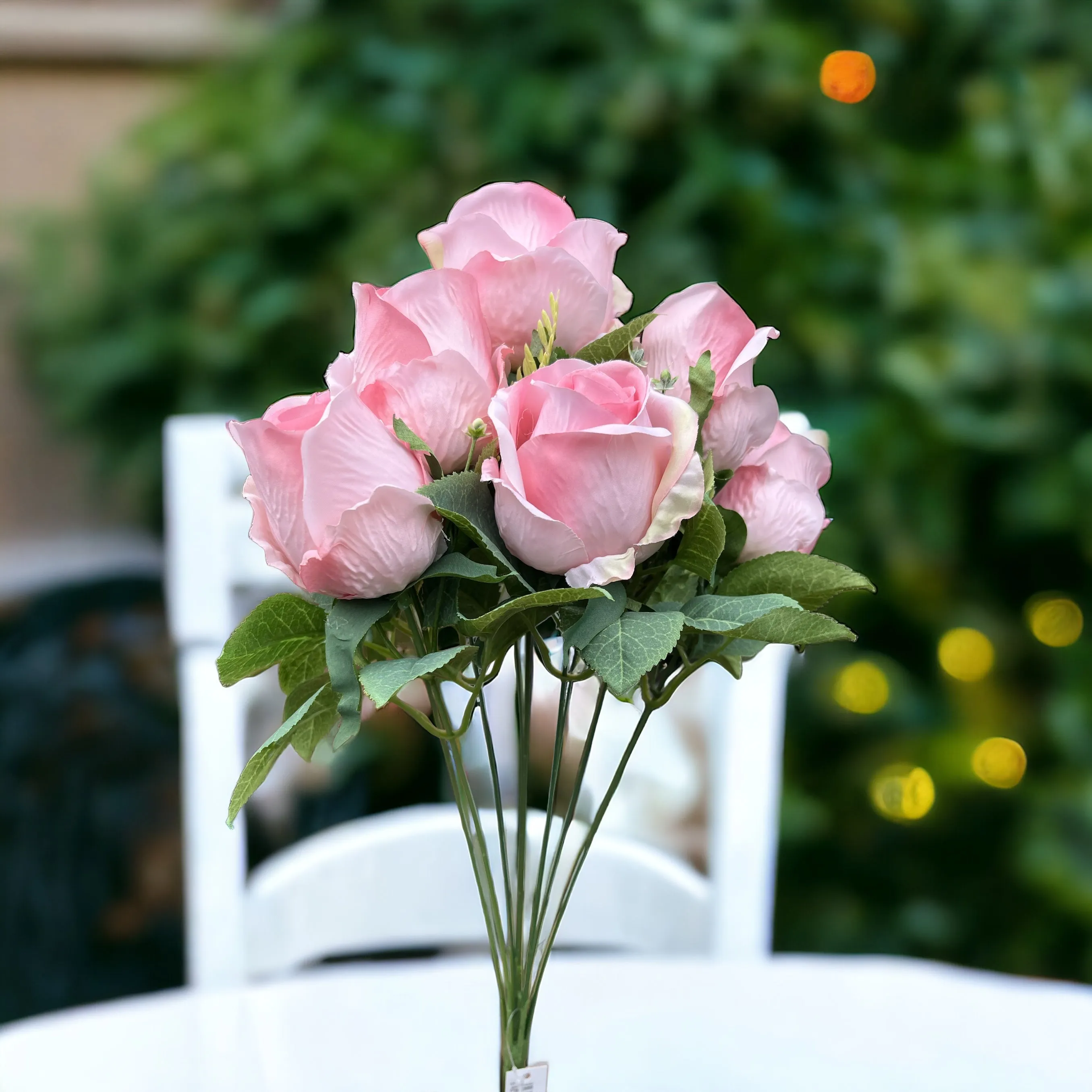 Bouquet of Pink Rose Buds, silk artificial pink roses, Brides Pink Rose Bouquet, Bridesmaid artificial Silk flowers for wedding bouquets