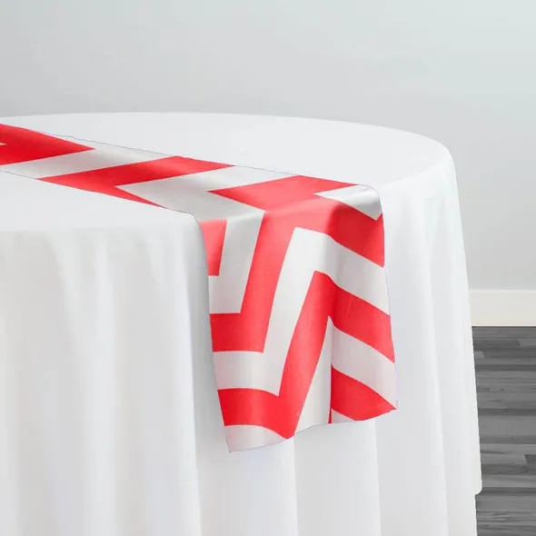 Chevron Print (Lamour) Table Runner in Red and White