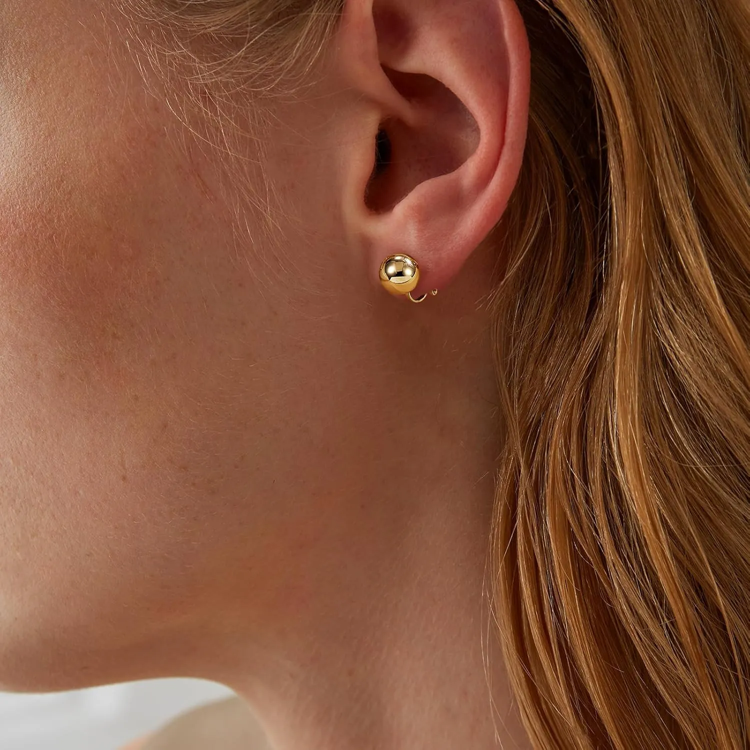 Clip on Earrings for Women Gold Ball Earrings 14K Gold Silver Plated Ball Earrings Non Pierced Earrings for Women Jewelry for Her