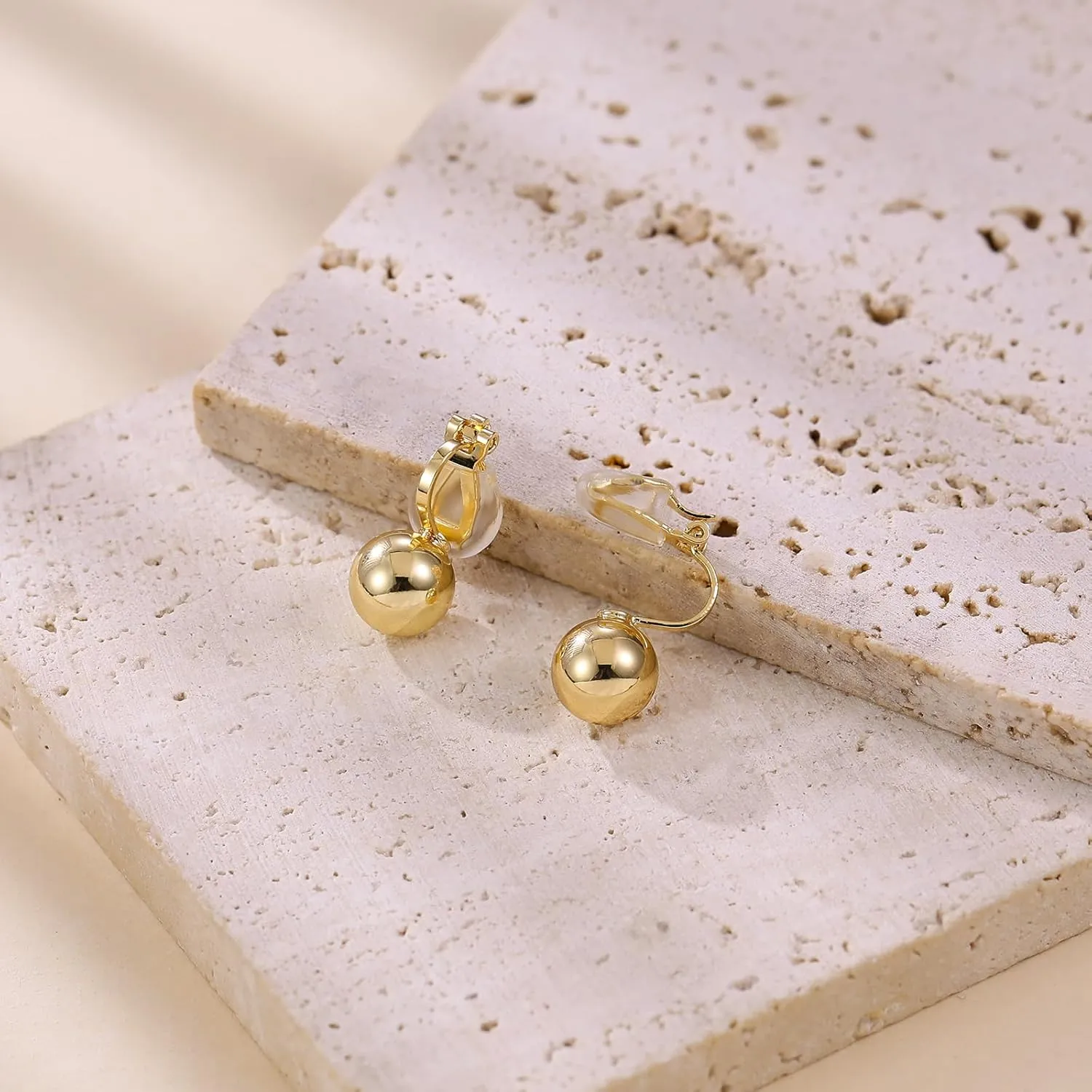 Clip on Earrings for Women Gold Ball Earrings 14K Gold Silver Plated Ball Earrings Non Pierced Earrings for Women Jewelry for Her