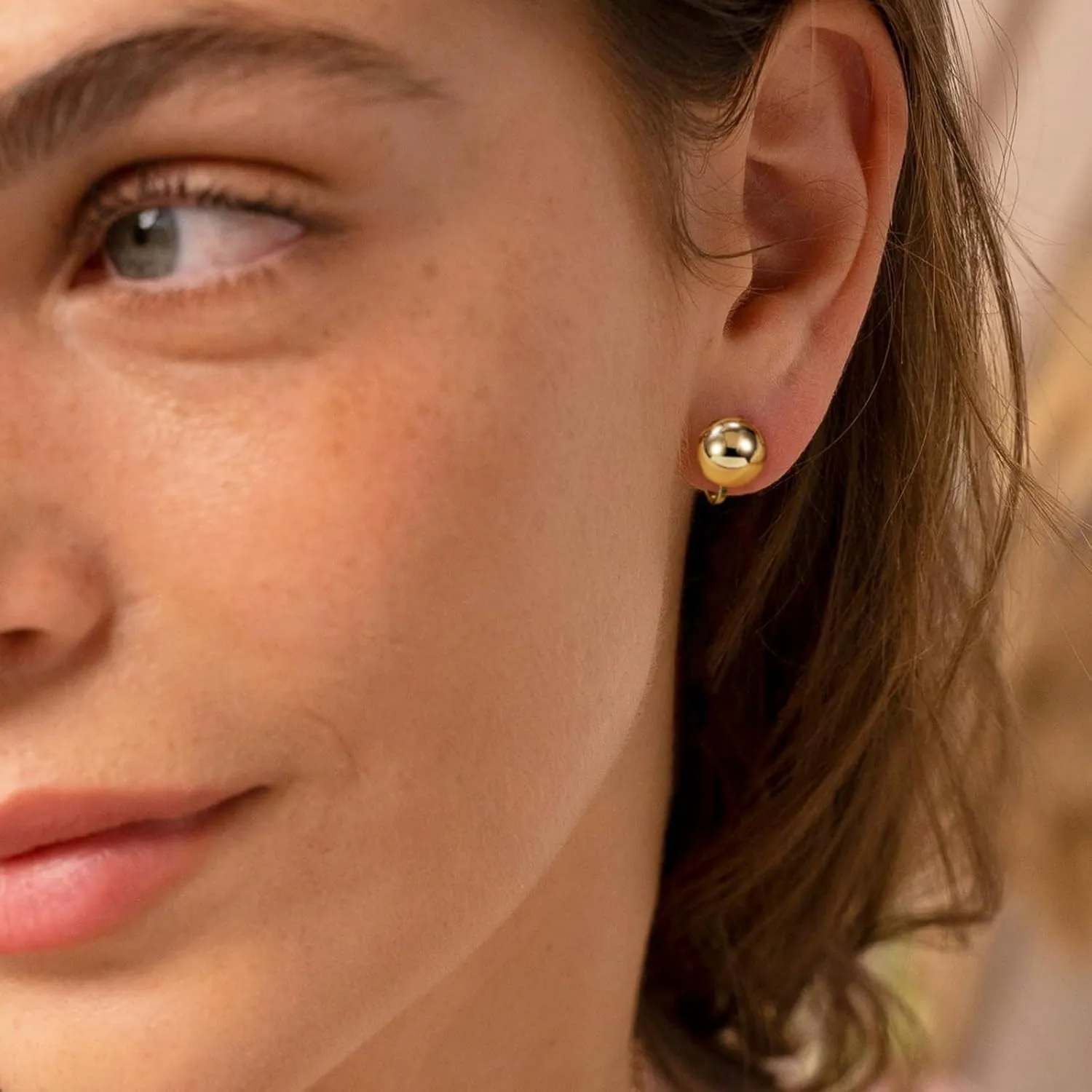 Clip on Earrings for Women Gold Ball Earrings 14K Gold Silver Plated Ball Earrings Non Pierced Earrings for Women Jewelry for Her