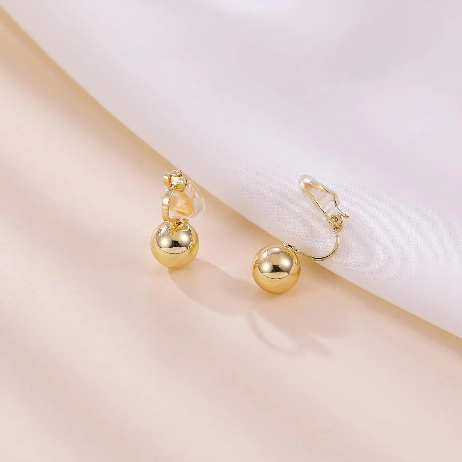 Clip on Earrings for Women Gold Ball Earrings 14K Gold Silver Plated Ball Earrings Non Pierced Earrings for Women Jewelry for Her