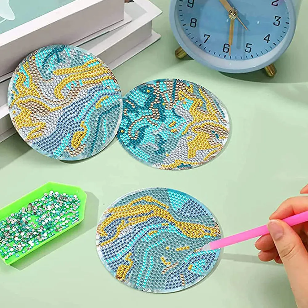 Diamond Art Coaster Crystal Rhinestones, Leave Abstract diamond art