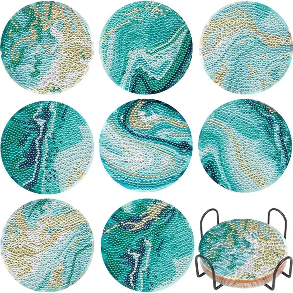 Diamond Art Coaster Crystal Rhinestones, Leave Abstract diamond art