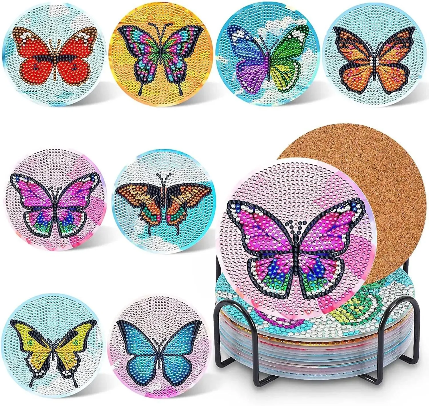 Diamond Art Coaster Crystal Rhinestones, Leave Abstract diamond art
