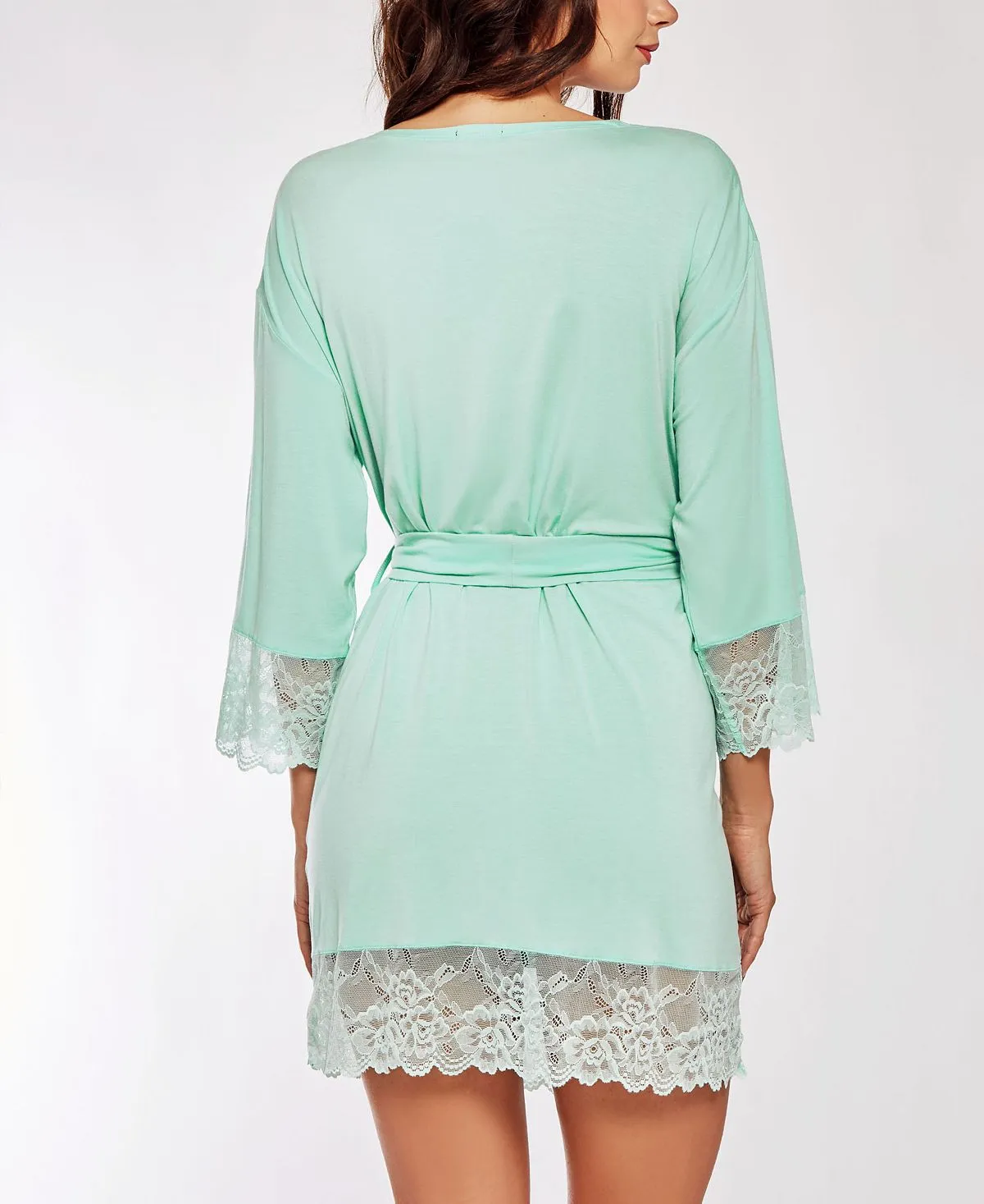 Elegant modal knitted lingerie with contrasting scalloped lace i  Collection , multi