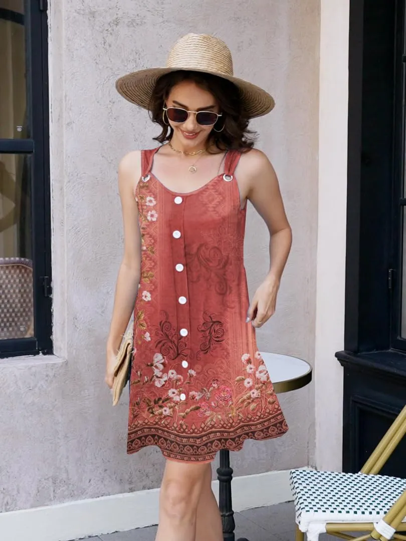 ETCYY Sun Dresses for Women 2025 Vacation Beach Swimsuit Coverups Sundresses Button Down Sleeveless Summer Dress