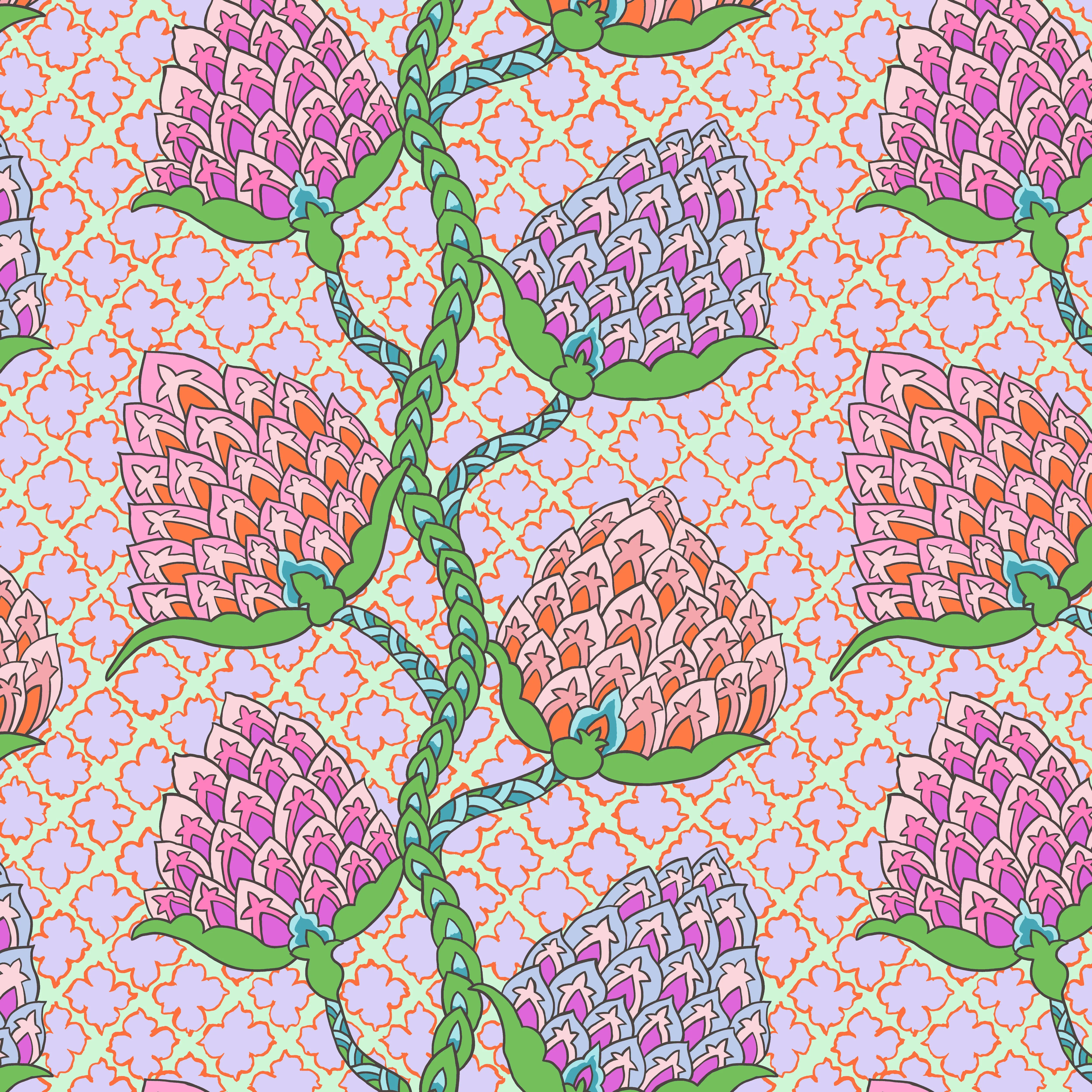 February 2024 | Paisley Flower - Pastel by Philip Jacobs for the Kaffe Fassett Collective