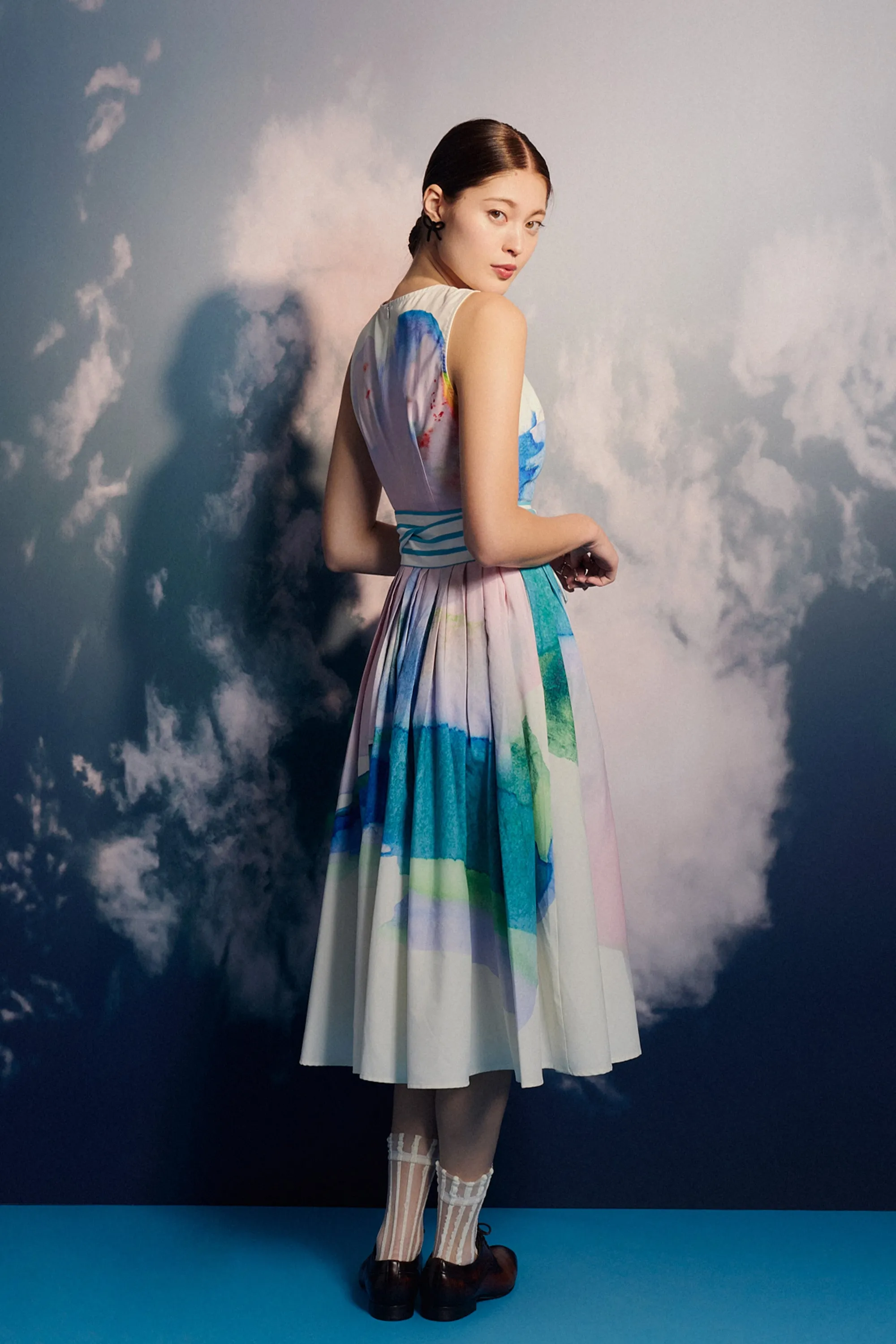 Fitted Bustier Dual Pleat Midi Dress (Renewal)