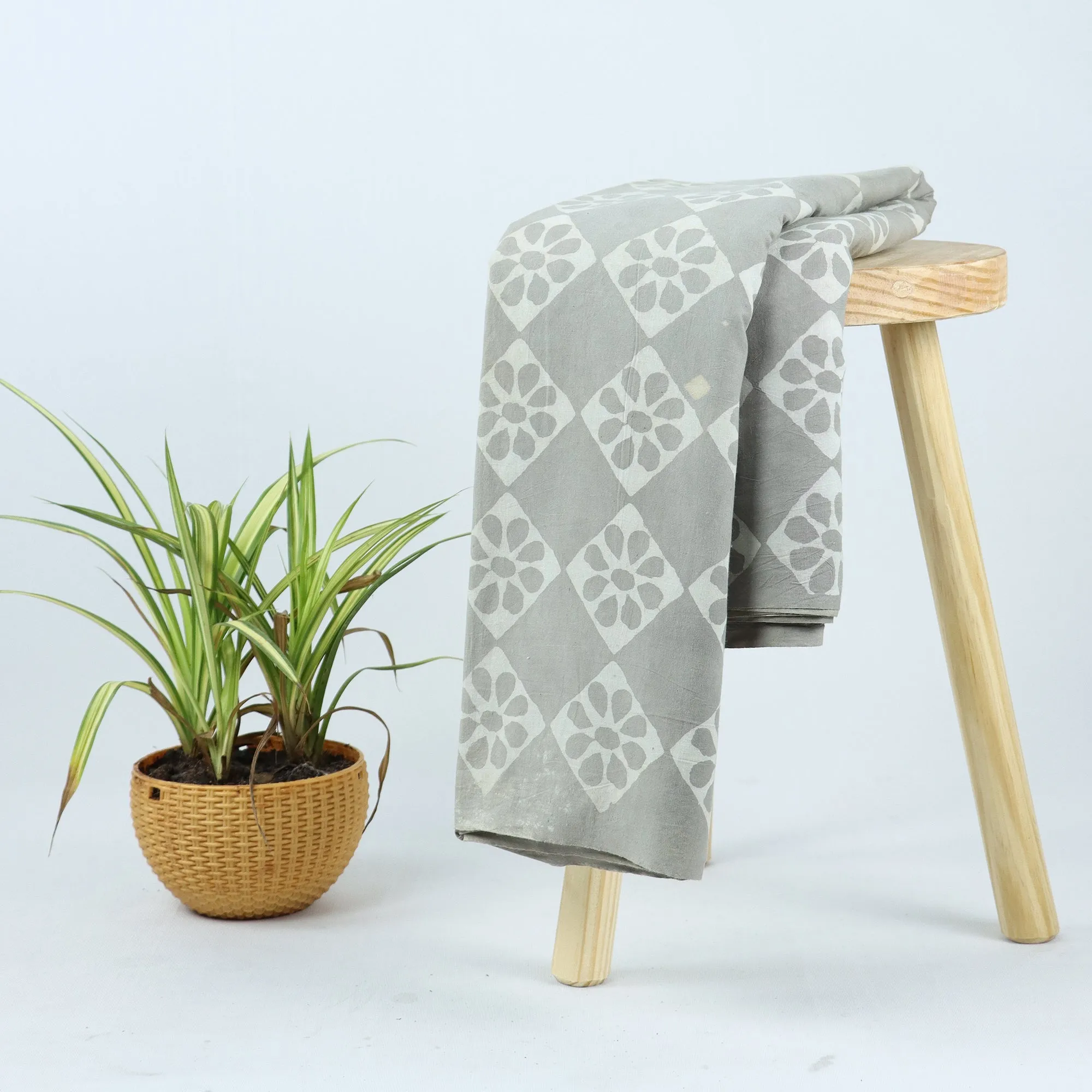 Floral Block Printed Voile Cotton Organic Cotton Fabric