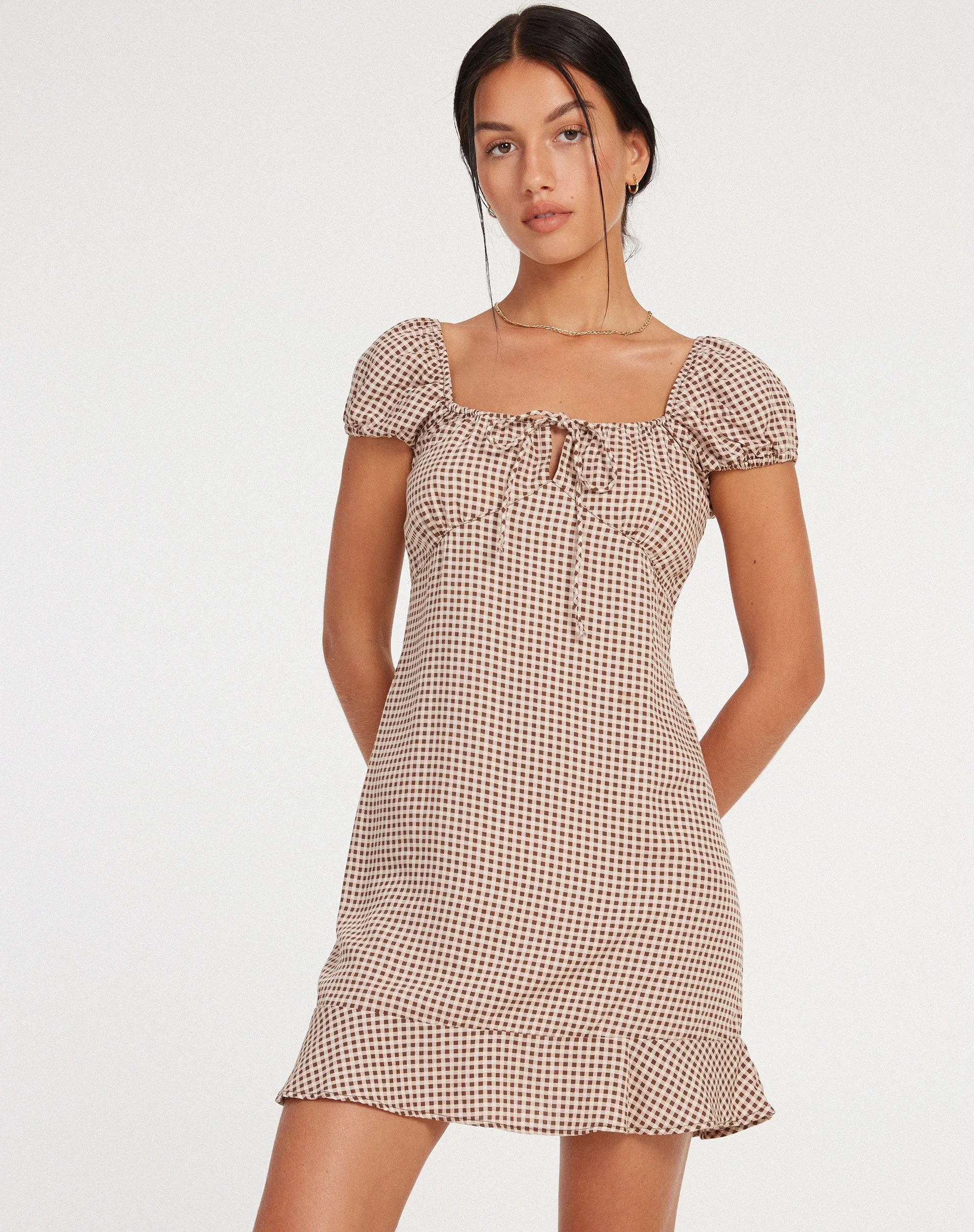 Galaca Mini Dress in Mini Gingham