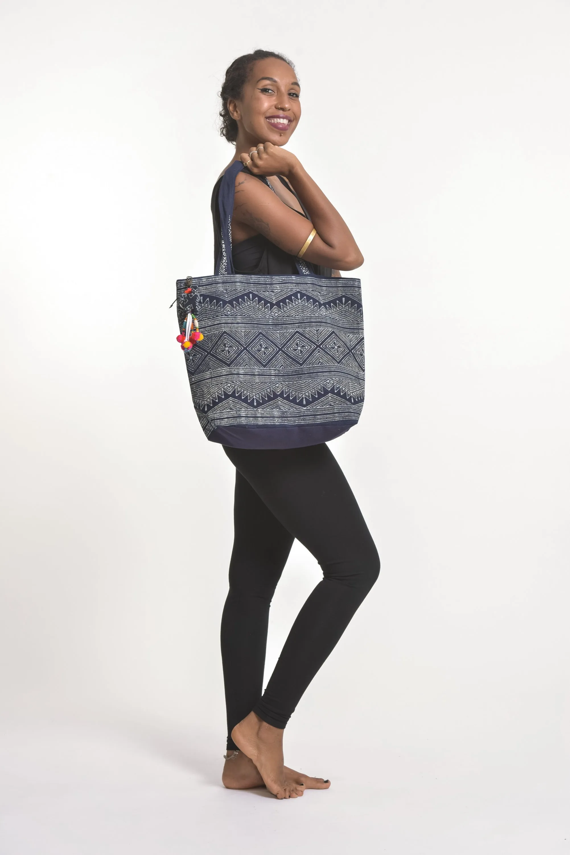 Geometric Hmong Indigo Batik Tote Bag