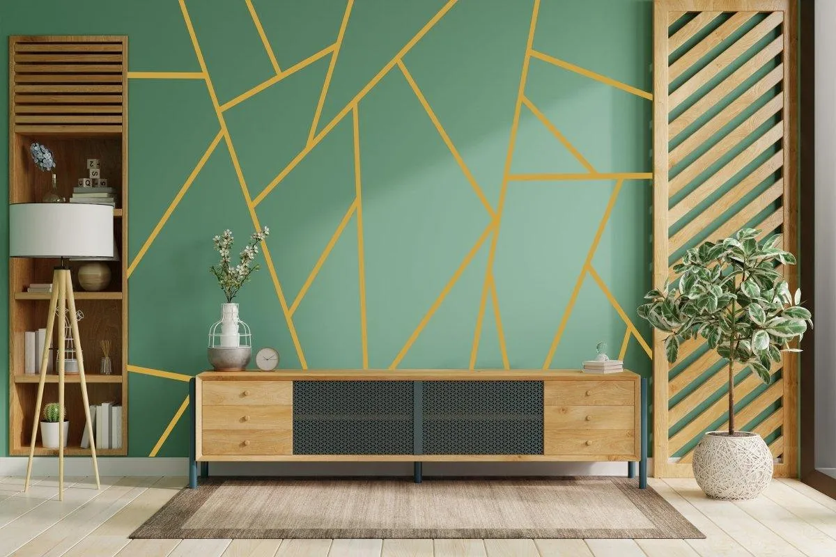 Geometric Wall Stickers, Elegant Gold Decal Design, Modern Wall Art