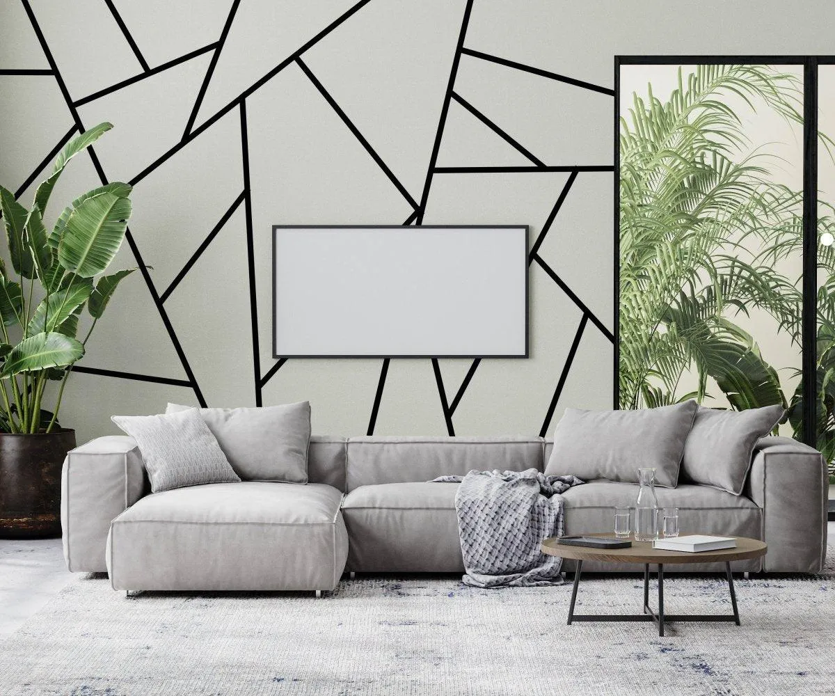 Geometric Wall Stickers, Elegant Gold Decal Design, Modern Wall Art