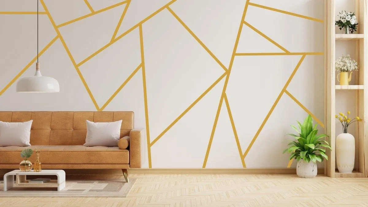 Geometric Wall Stickers, Elegant Gold Decal Design, Modern Wall Art
