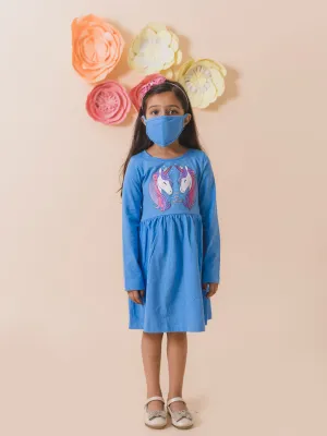 Girls Blue Floral Dress - Ps Peaches