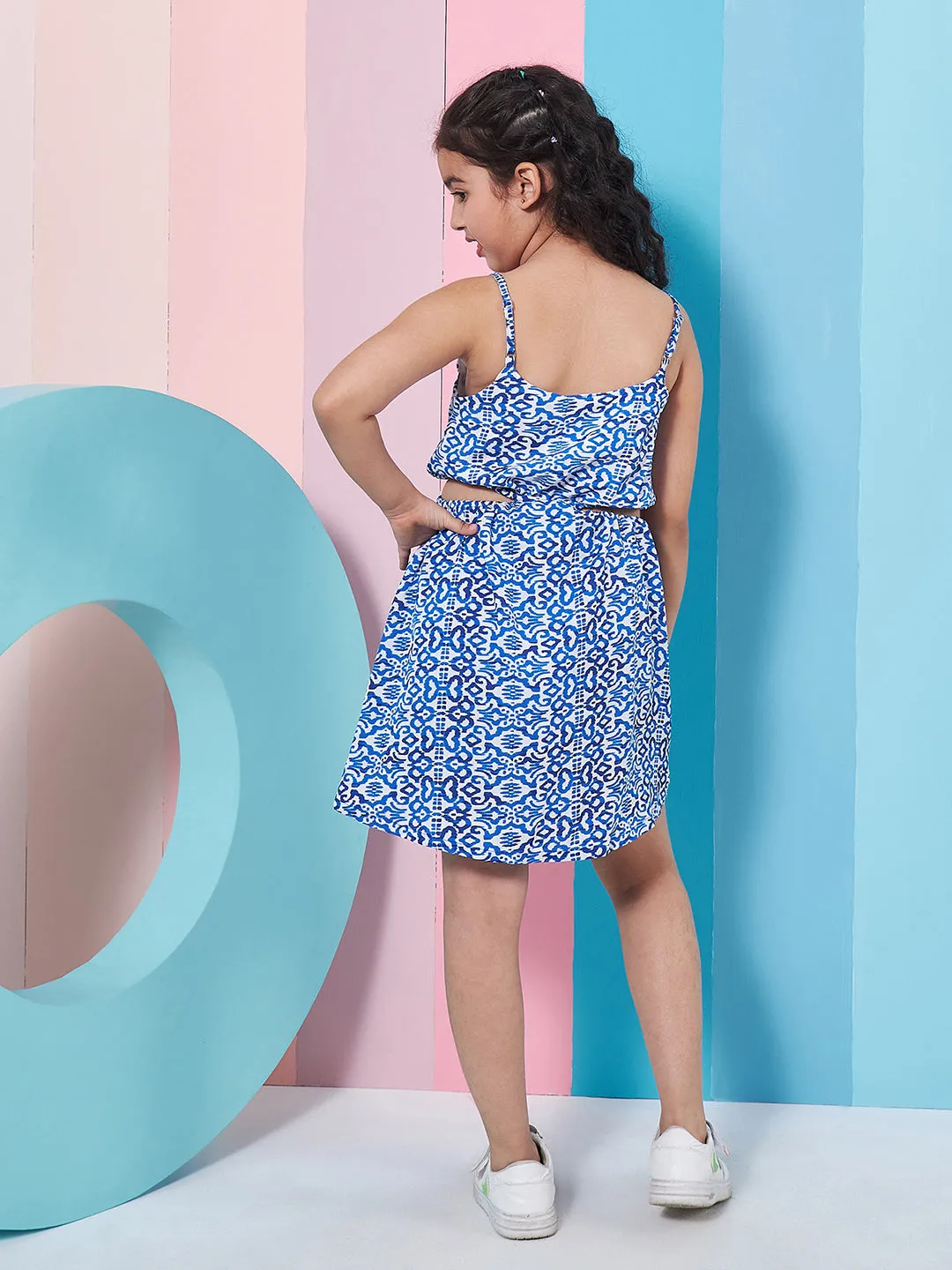 Girls Graphic Printed Cut Out Fit Flare Dress - PS Peaches