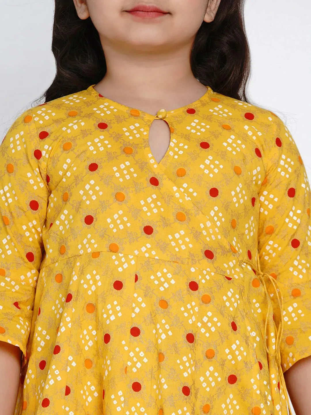 Girl's Yellow & Red Printed Kurta With Palazzos - Bitiya By Bhama