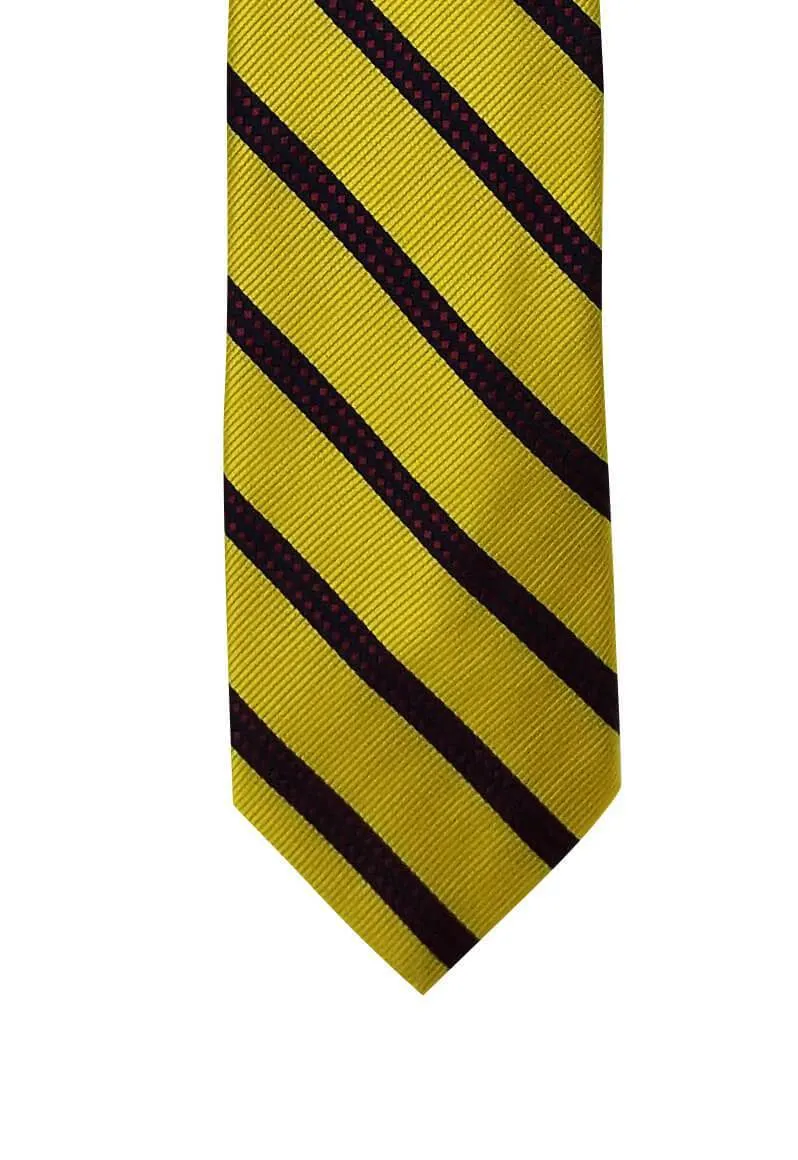 Gold Red Checkered Striped Traditional Tie