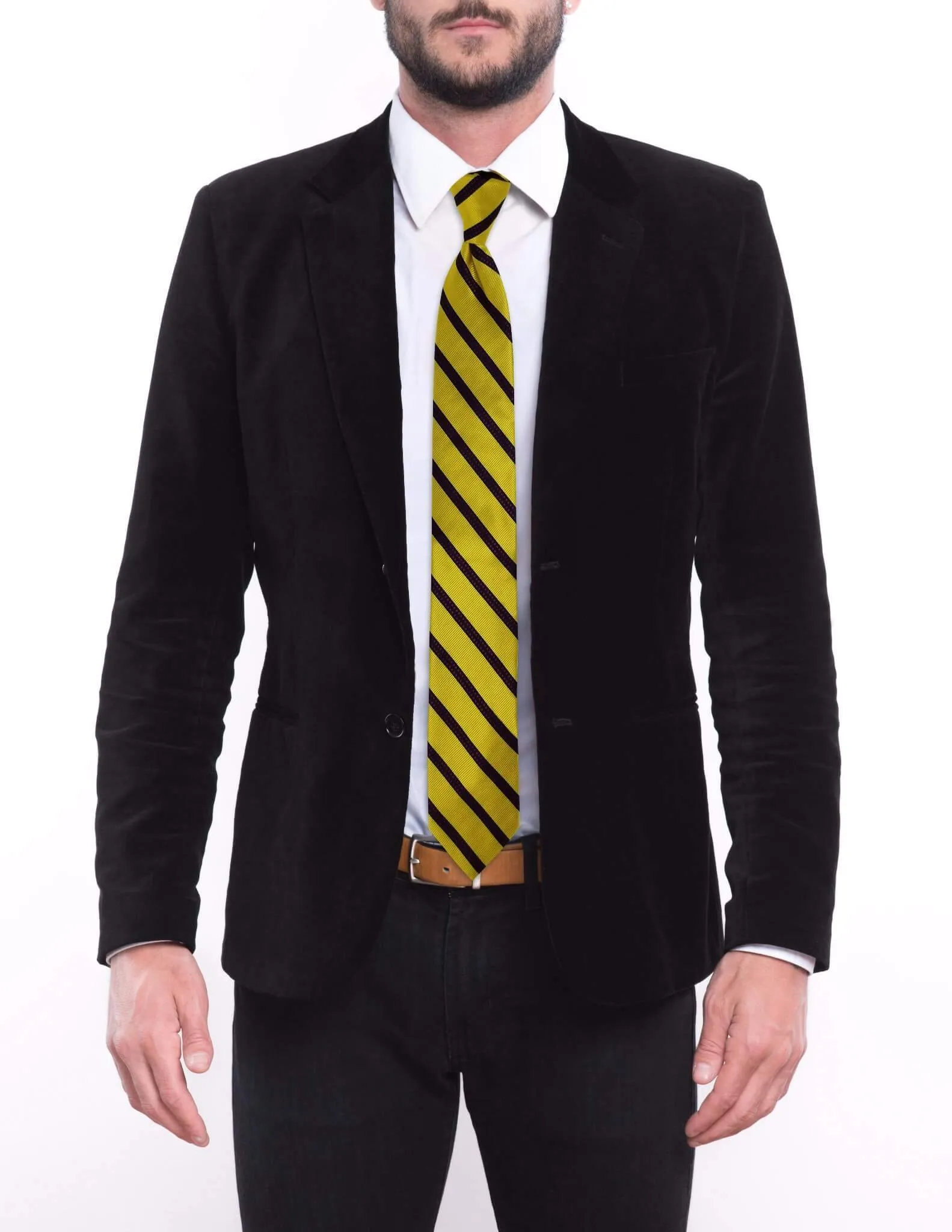 Gold Red Checkered Striped Traditional Tie