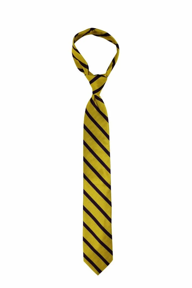 Gold Red Checkered Striped Traditional Tie