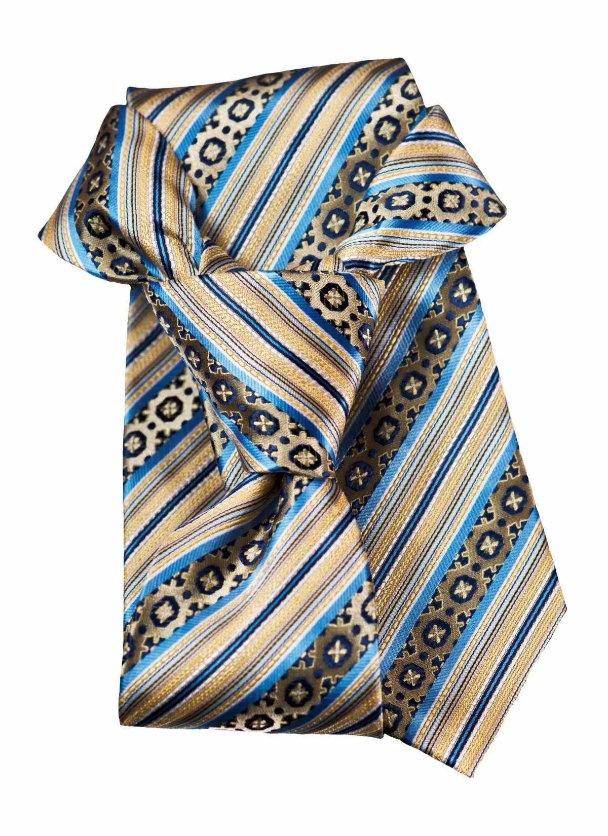 Gold Striped Geometric Tie