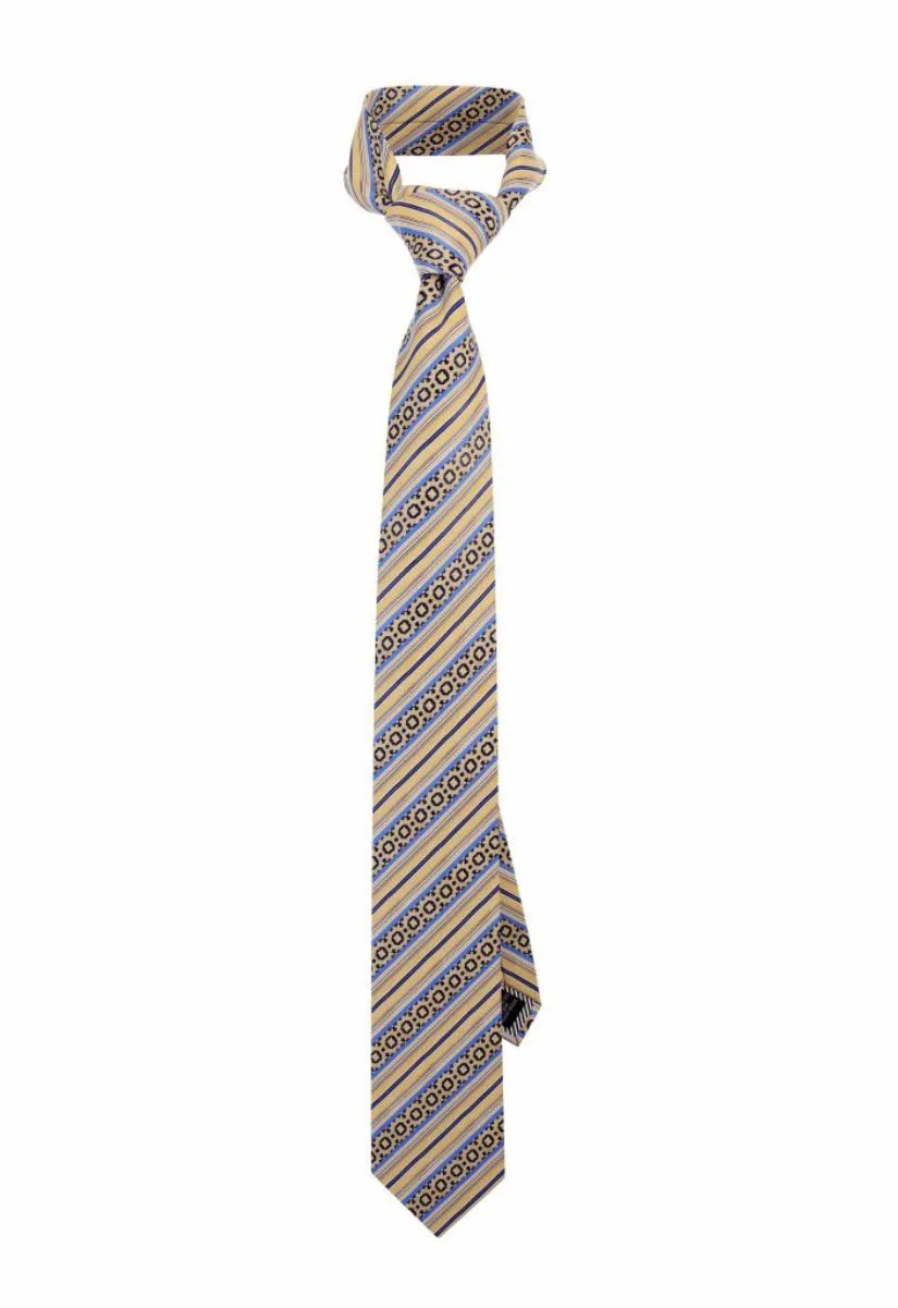 Gold Striped Geometric Tie