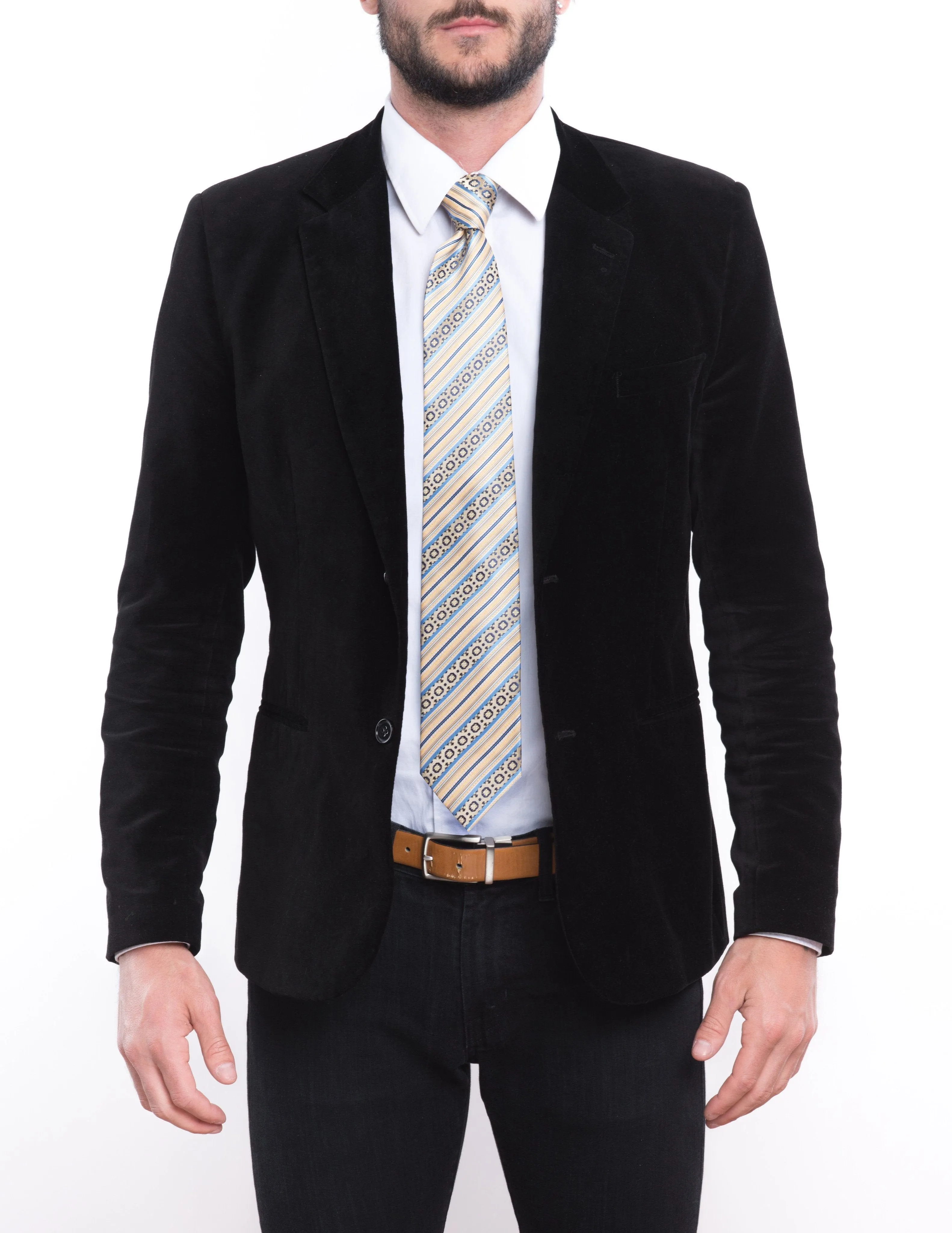 Gold Striped Geometric Tie