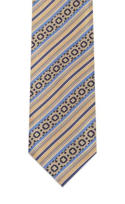 Gold Striped Geometric Tie