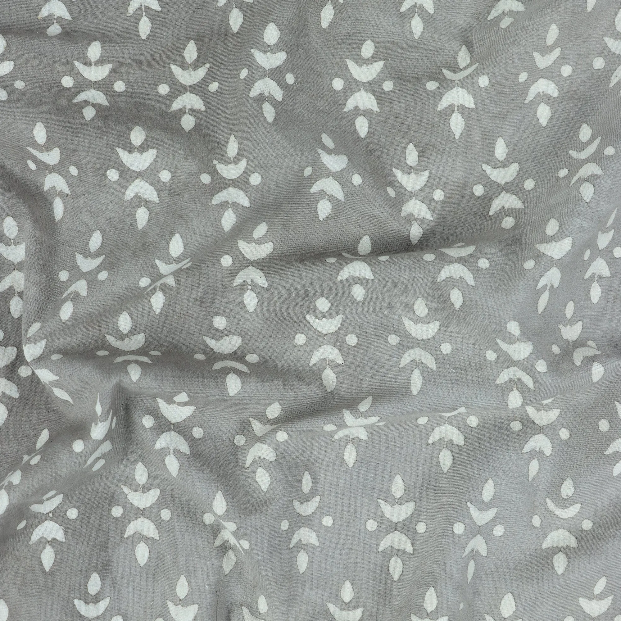 Hand Block Floral Dabu Print Fabric For Dresses