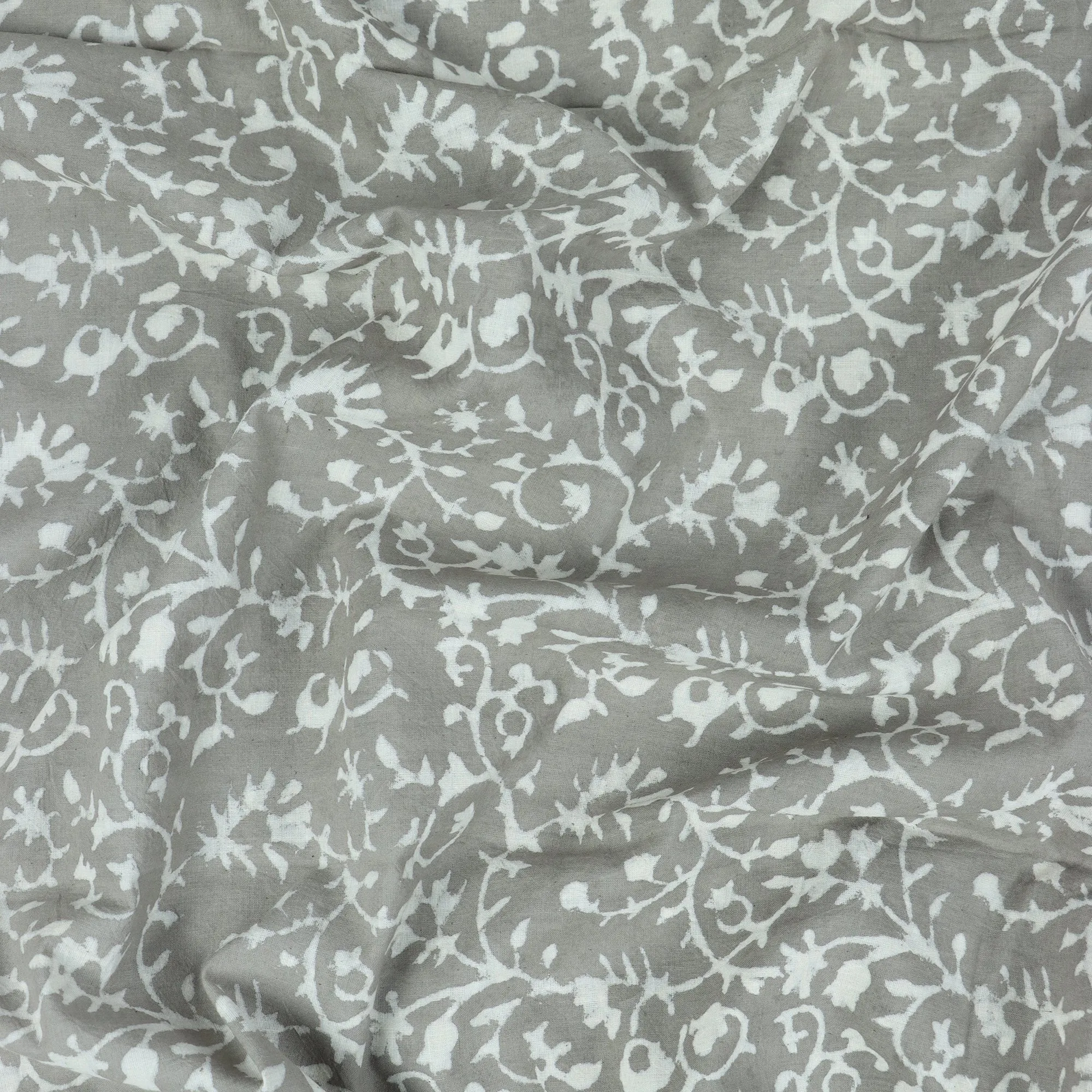 Hand Block Floral Printed Voile Cotton Fabric Cloth
