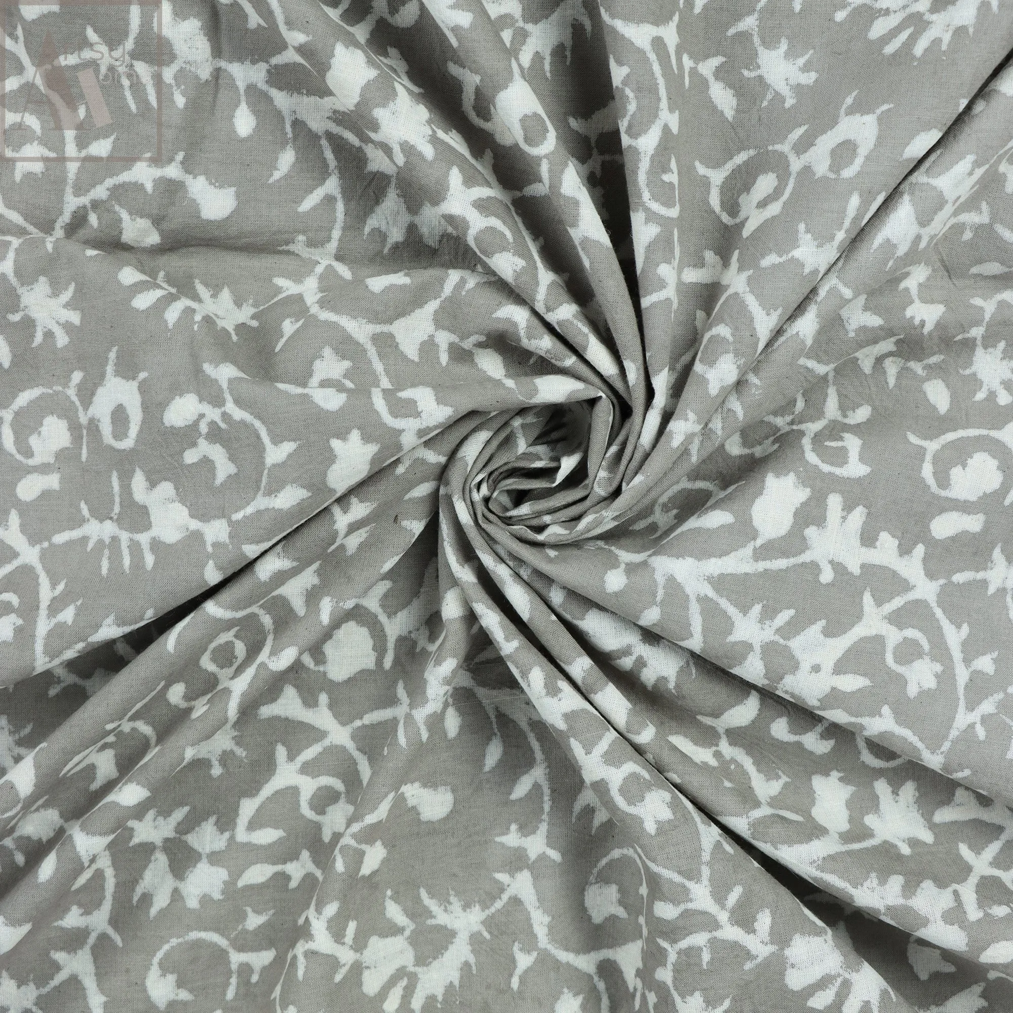 Hand Block Floral Printed Voile Cotton Fabric Cloth
