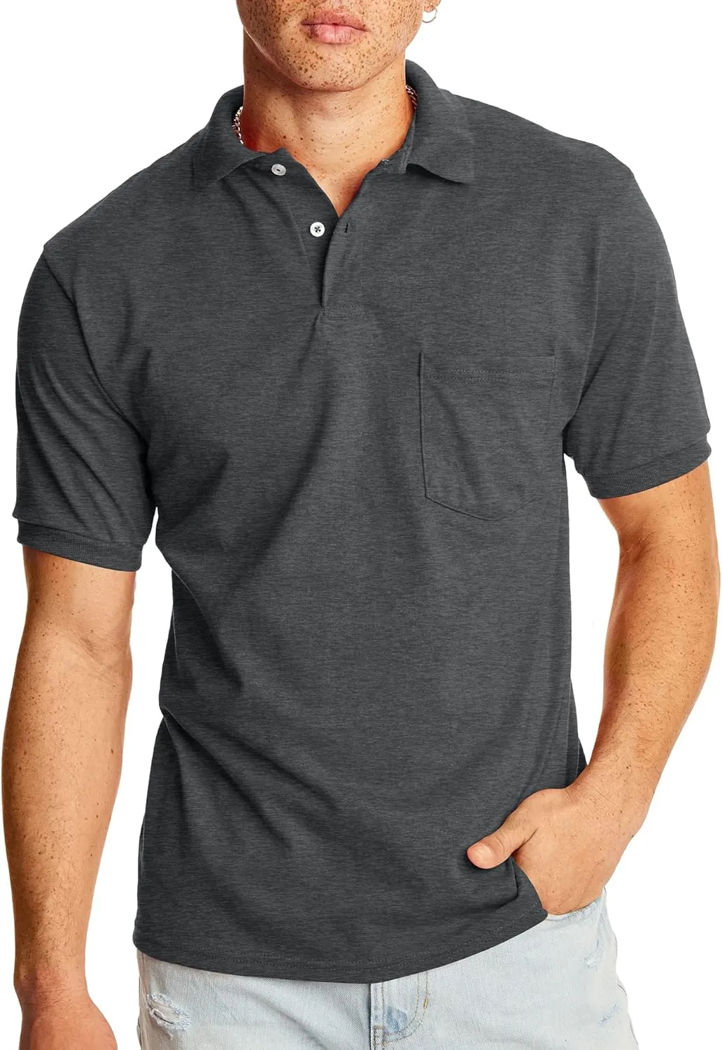 Hanes Men's Short-Sleeve Jersey Pocket Polo (Pack of 2)
