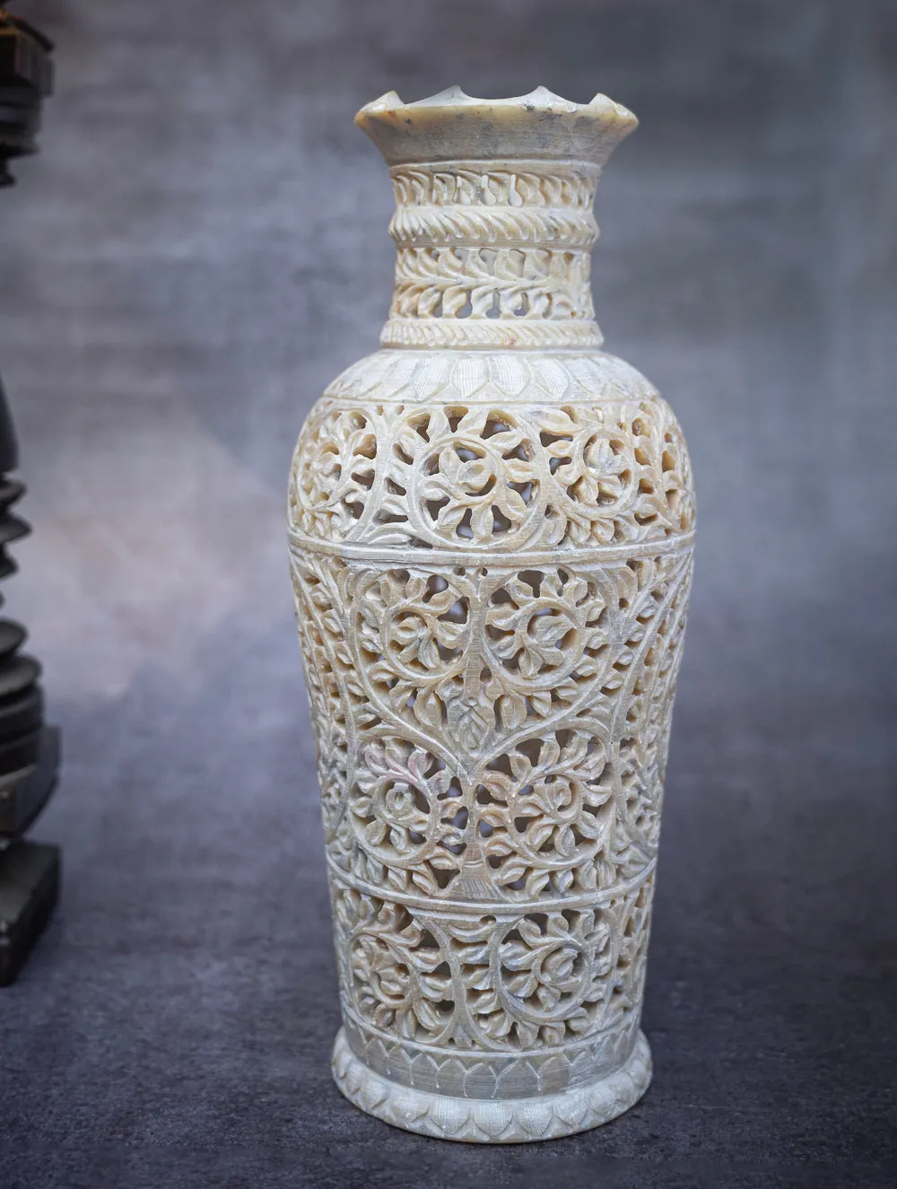 Intricate Carved Filigree Vase - Large