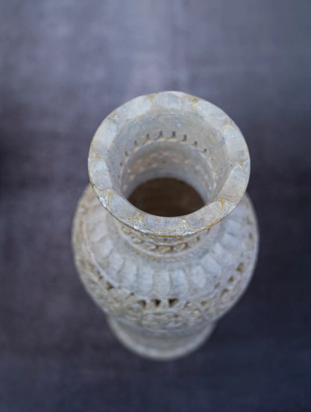 Intricate Carved Filigree Vase - Large