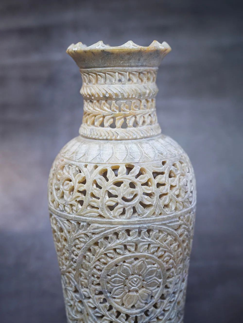 Intricate Carved Filigree Vase - Large