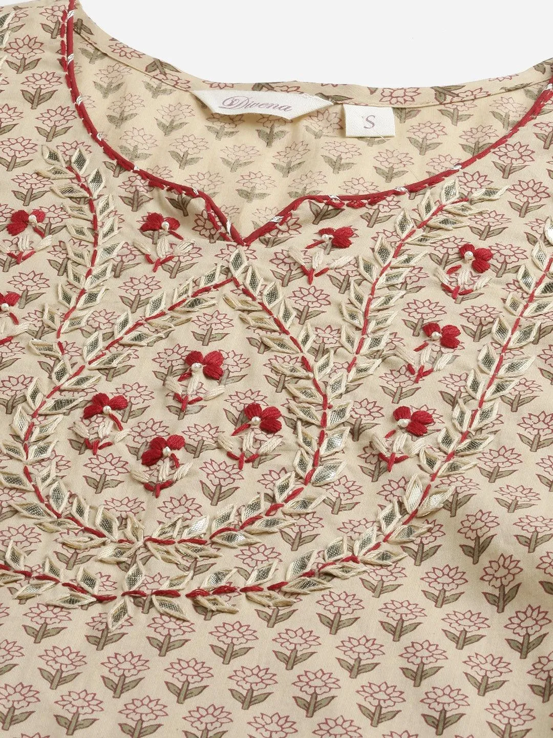 Jashvi Beige Color Cotton Straight Kurta Pant Set with Dupatta