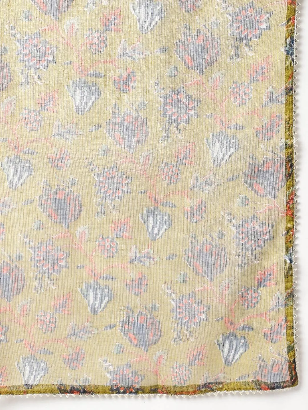 Jashvi Blue Floral Printed Kurta Pant Set with dupatta
