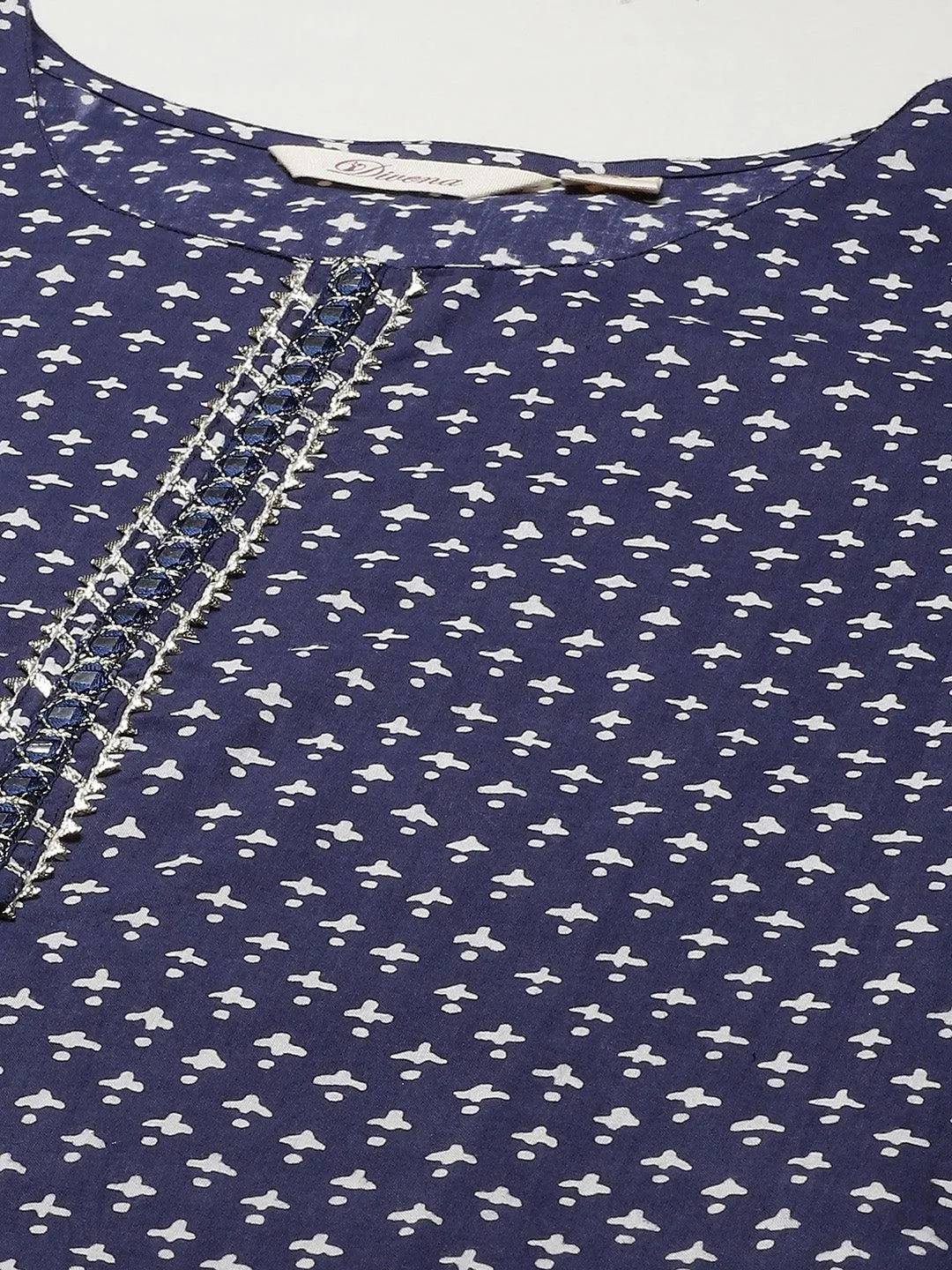 Jashvi Indigo Cotton Straight Kurti