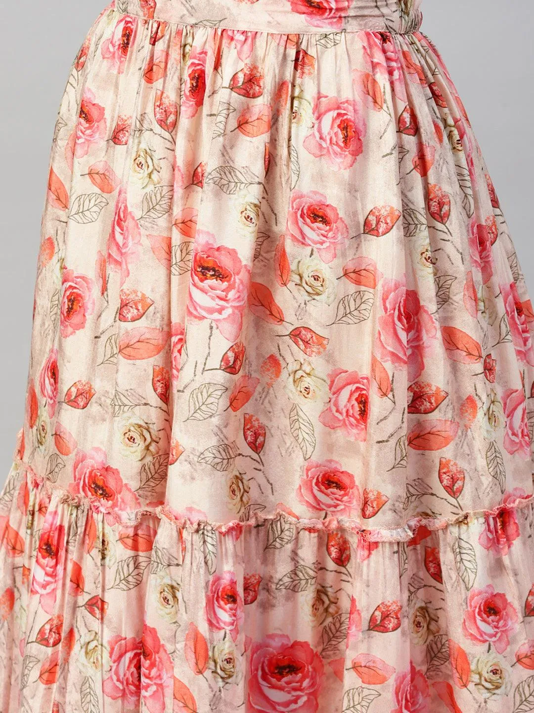 Jashvi Pink Raw Silk Top with skirt set