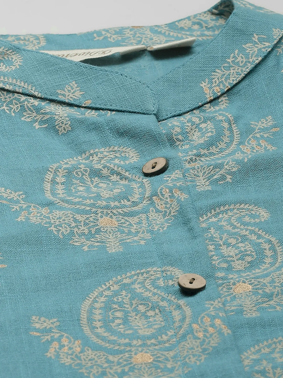 Jashvi Sky Blue Cotton Printed Kurta